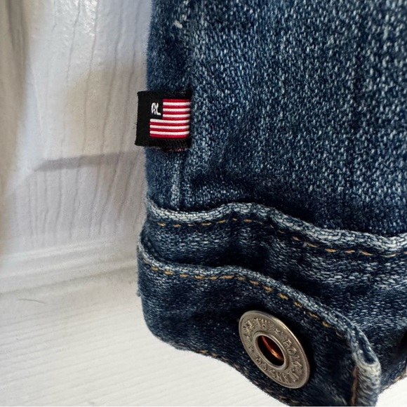 Ralph Lauren Polo Jeans Co Distressed Rocker Denim Jacket Medium Blue Jean - Picture 8 of 9